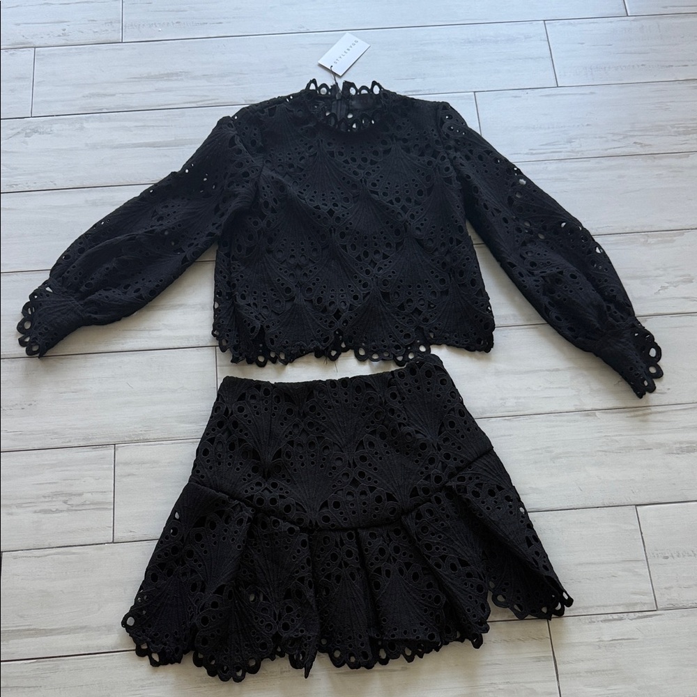 Elegant Black Lace Two-Piece Set